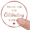 2 Inch Thank You for Celebrating with Me Stickers, 120Pcs Rose Gold Round Labels for Birthday Stickers, Package Favor Sticker, Weddings Shower Thank You Favor Tag Sticker
