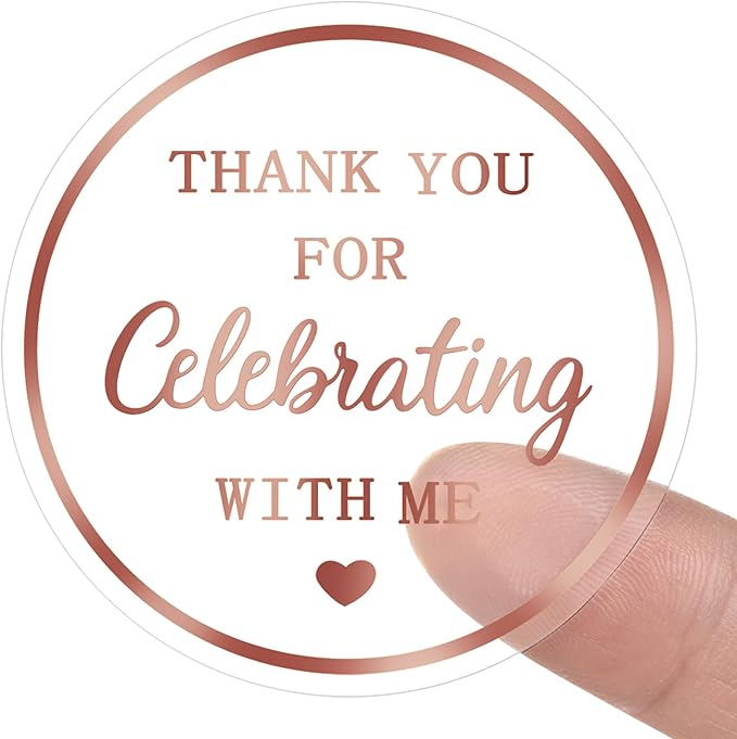 2 Inch Thank You for Celebrating with Me Stickers, 120Pcs Rose Gold Round Labels for Birthday Stickers, Package Favor Sticker, Weddings Shower Thank You Favor Tag Sticker