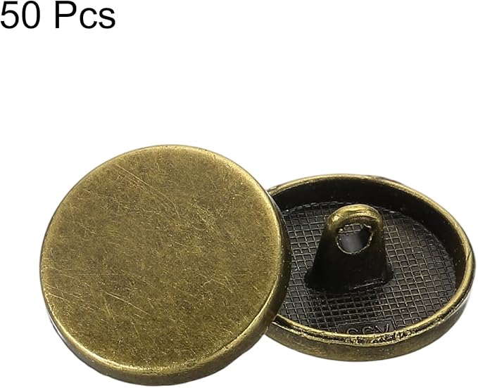 HARFINGTON 50pcs 28L Metal Round Flat Sewing Buttons 18mm Alloy Shank Craft Replacement Button for Men Women Suit Woolen Coat Shirt Trousers Sewing Crafts, Bronze