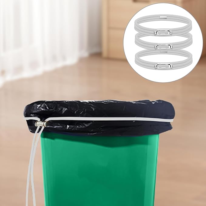 Gallon Trash Can Rubber Bands (Set of 6), Elastic Garbage Bin Straps, Secure Liners for Kitchen, Bathroom, Outdoor & Multi-Purpose Use – Durable (Gray-Extra Large (40-96Gallon))