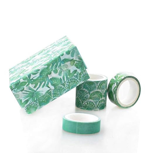 12 Rolls Green Washi Tape Set,Leaves Floral Tree Washi Masking Tape Colorful Decorative Painters Tape for Craft,Kids,Scrapbook,DIY,Gift Wrapping