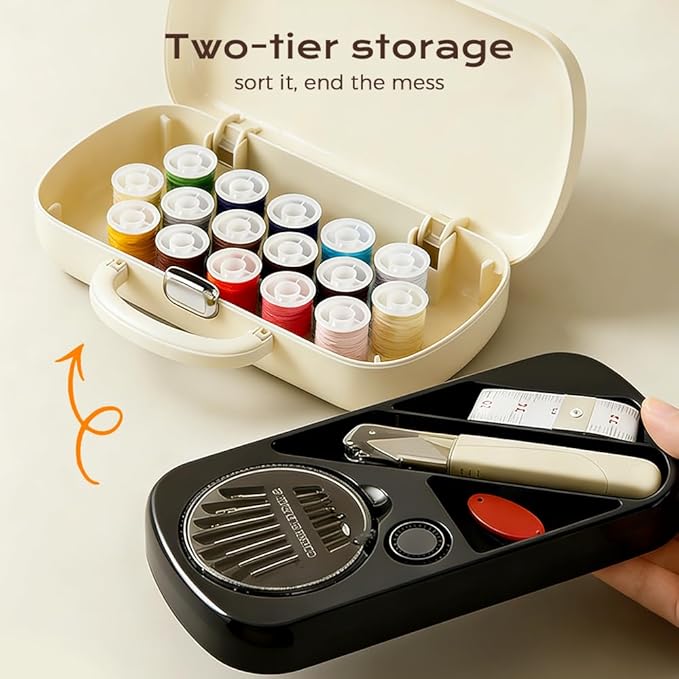 Runsgo Sewing Kit,Portable Sewing Supplies Accessories for Adults Teen Girls Grandma Beginner Traveler (Red)