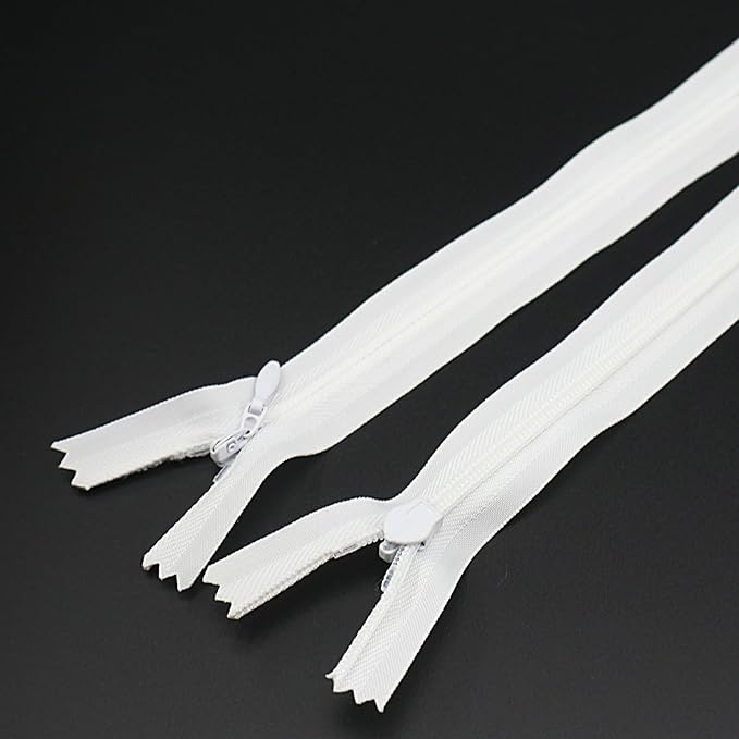 Leekayer 3# 5 Inch Invisible Zipper for DIY Tailor Sewing Craft 12.7cm White Hidden Zippers Closed End Bulk 10 PCS/Pack (White,5")