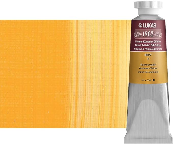 Lukas 1862 Professional German Oil Paint, Cadmium Yellow 37 mL - w/Beeswax & Non-Yellowing Sunflower Oil, Short Drying Time, Smooth, Outstanding Lightfastness
