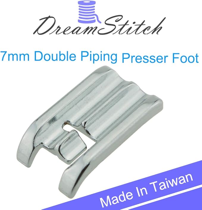 DREAMSTITCH SA192 F067 7mm Double Piping Presser Foot for All Low Shank and High Shank (Use Master Shank) Singer,Brother,Babylock,Janome,White,Juki,Janome,New Home,Simplicity,Elna Sewing Machine