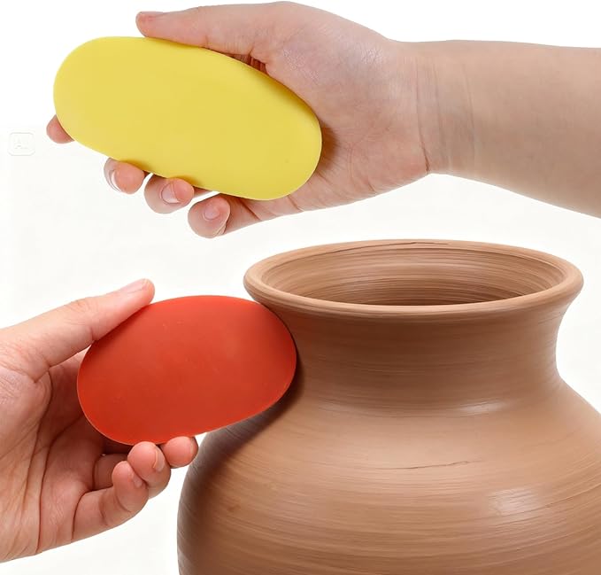 6 Pack Pottery Ribs Soft Rubber Pottery Rib Mud Tools Ceramic Sculpture Modeling Cutter Clay Scraper Crafts Shaping Tool Set for Smooth Finishing and Removing Finger Marks, 3 Different Sizes