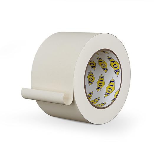 Masking Tape 3 Inch Wide, Beige, General Purpose White Painters Tapes for Drafting, Packing, Labeling, 3 Inch × 55 Yards, 1 Pack