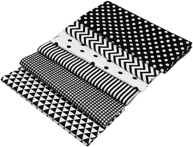6Pcs Cotton Fabric Squares 20x20 Inch (50x50cm) Pre-Cut Quilt Squares Sheets Patterns Craft Cotton Fabric Bundle for Sewing Quilting Patchwork Crafting Home Décor Handwork (Black)