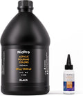 Nicpro Jet Black Color Acrylic Pour Paint, 69 Ounce Pre-Mixed Pouring Paint Supplies with Silicone Pour Oil & Gloves for Canvas, Rock, Wood Cell Creation Flow DIY Art Painting, Ready to Pour