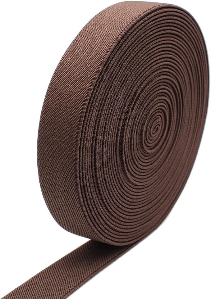 Sewing Elastic Band 1-Inch by 10-Yard Brown Colored Double-Side Twill Woven Elastic