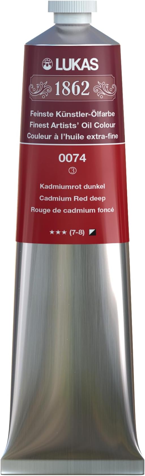 Lukas 1862 Professional German Oil Paint, Cadmium Red Deep 200 mL - w/Beeswax & Non-Yellowing Sunflower Oil, Short Drying Time, Smooth, Outstanding Lightfastness