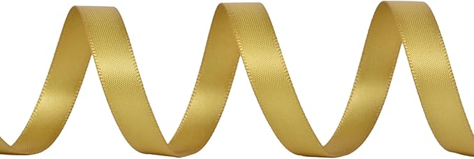 YAMA Gold Double Faced Satin Ribbon 3/8 Inch 25 Yards, Thin Gold Christmas Ribbon for Christmas Tree Gift Wrapping Crafts Party Decoration
