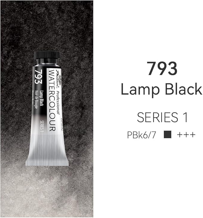 PHOENIX Professional Watercolor Paint Single Tube - 0.47 Fl Oz / 14ml - Lamp Black