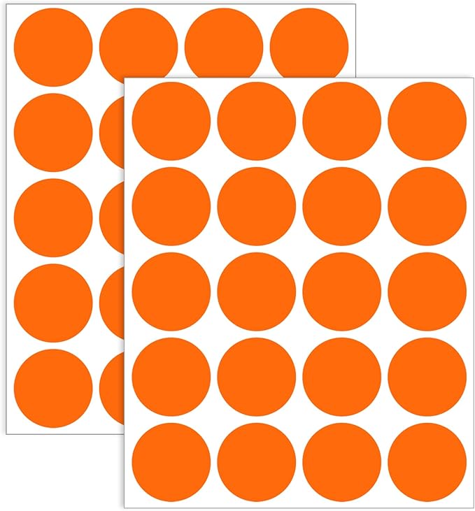 1.5" Round Colored Removable Stickers Labels - Orange,Pack of 500