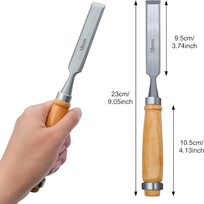 Wood Chisel Set for Woodworking, 4 pcs CR-V Steel Chisel Set for DIY with Wood Handle, Carpenter Woodworking Tools