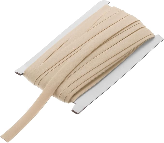 MECCANIXITY 1/2 Inch Double Fold Bias Tape Continuous Bulk Cotton Bias Tape for Sewing Seaming Quilting Hemming Binding Crafts (Khaki 25 Yards)