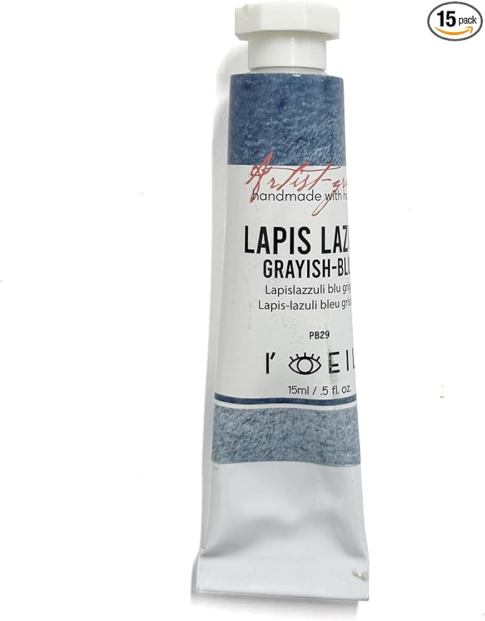 L'oeil (Genuine Minerals) Professional Artist Grade Extra Fine Handmade Watercolor 15ml Paint Tube, 5 Fl Oz, Natural Granulation, Rich Colour Luminosity, Lightfast Non-fading, Archival Quality (Lapis Lazuli Grayish)