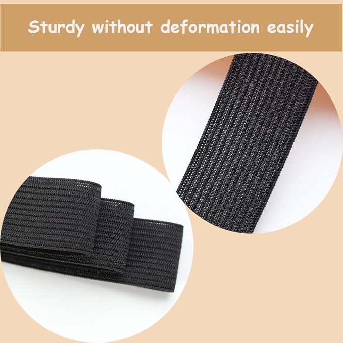 Black Knit Elastic Band for Sewing 20mm 3/4 inch 40 Yards Flat High Elasticity Straps- Wide Stretchy Knit Elastic Bands for Pants-Waistband-Wigs-Bedspread-DIY Clothing Crafts