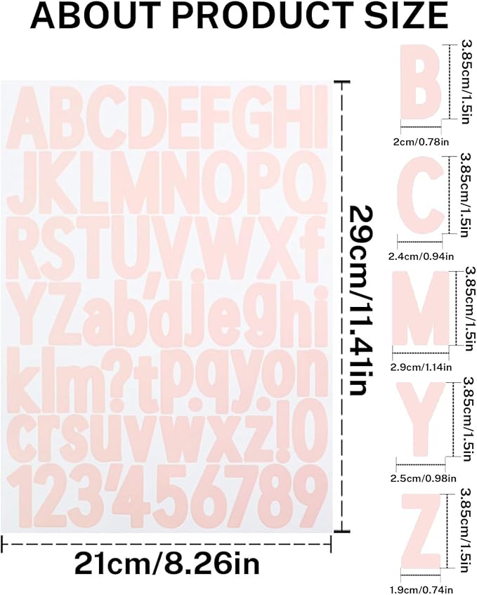 1.5 Inch Letter Stickers, 544 Pieces Alphabet Number Symbol Stickers for Scrapbooking, Sign, Water Bottle, Self-Adhesive Vinyl Letter Sticker Decals for Arts&Crafts - 8 Sheets,Pink