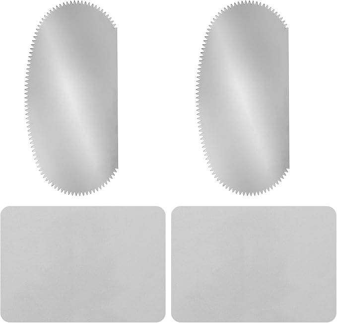YOKIVE 2Pcs Steel Pottery Tools, Serrated Scraper Clay Ribs 3.94" x 2" Stainless Steel Sculpture Modeling Cutter Ceramic Tools with 2 Gray Chamois Cloth