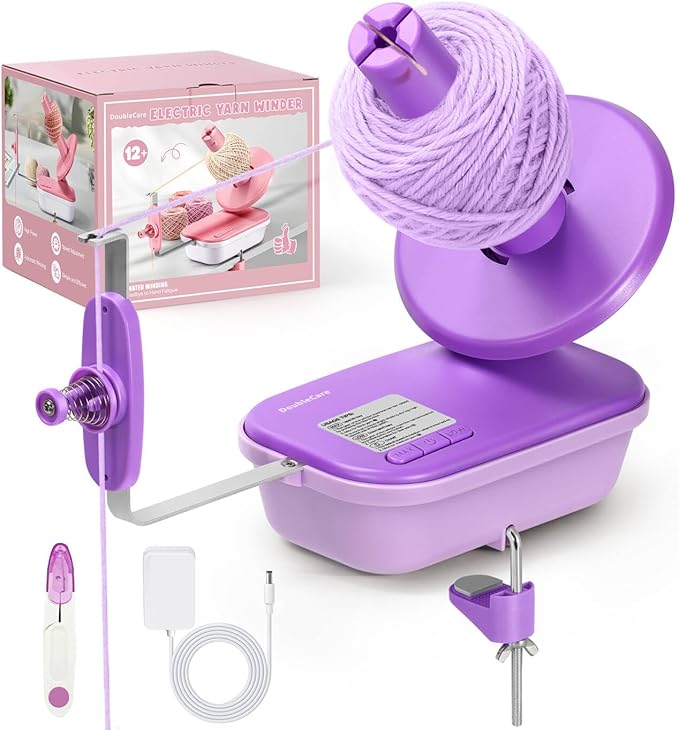 Electric Yarn Winder, 2025 Upgrade High-Speed Automatic Yarn Ball Winder with 3 Adjustable Gears, 4-10oz Large Capacity Yarn Spinner for Knitting & Crocheting, Purple Gift for Craft Lovers