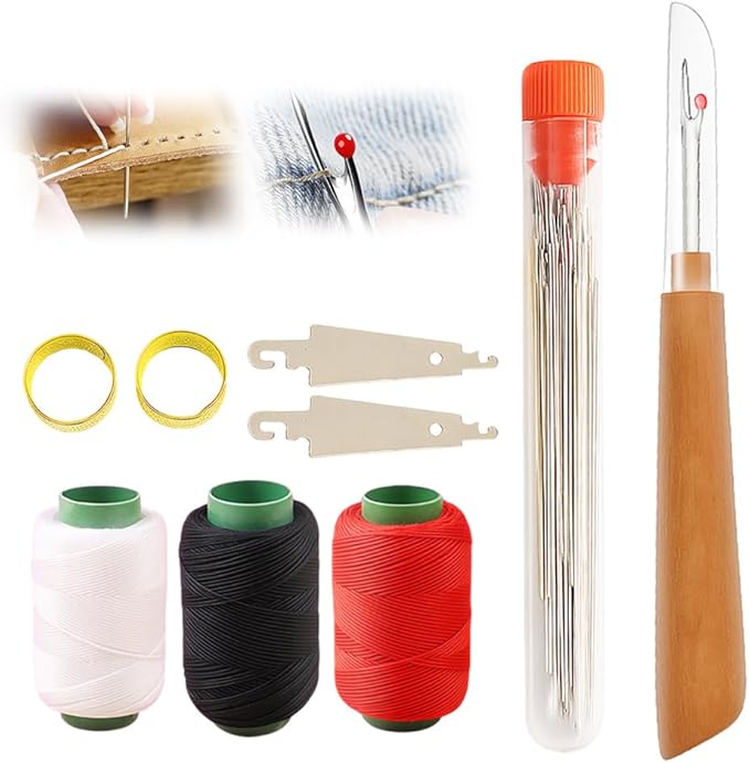 37PCS Sewing Tool Set, Upgrade Stainless Steel Needles for Hand Sewing Kit, Big Eye Steel Sewing Needles Kit, Portable DIY Hand Made Craft Set for Handcraft Lovers (34Pcs)