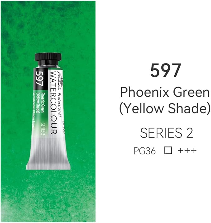 PHOENIX Professional Watercolor Paint Single Tube - 0.47 Fl Oz / 14ml - Phoenix Green(Yellow Shade)