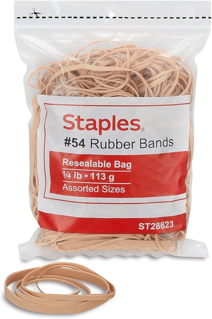 Staples Economy Rubber Bands Size #54 Assorted 1/4 Lb.