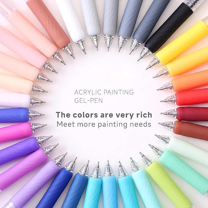 90 Colors Acrylic Gel Pens for Adult Coloring Books, 0.7mm Fine Tip Pens Marker with Press Design, Quick Dry Gel Pen for Paper, Canvas, Rock, Glass, Wood