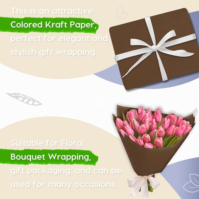 PerkHomy Coffee Kraft Paper Roll 36" x 1,800" (150') for Gift Wrapping Bouquet Flower Art Painting Craft Writing Packaging Shipping 80GSM 55LB (Coffee, 36" x 150')