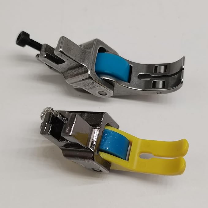 HONEYSEW 2PCS Roller Sewing Presser Foot Rubber Wheel Small Light Sew Foot Stitching PVC Leather Fabric for Most Industrial Sewing Machine
