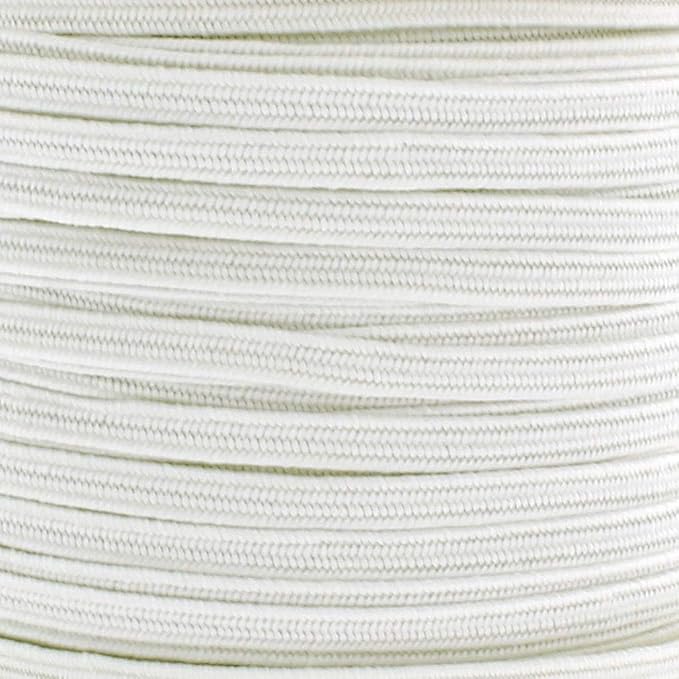 1/8" Width Skinny Elastic Band - Braided Cord - Ivory 200 Yards - USA Warehouse