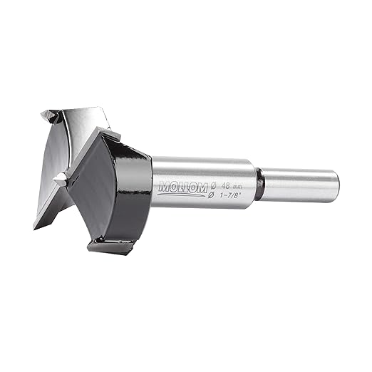 Mollom 1-7/8" (48mm) Forstner Drill Bit for Precise Woodworking with Durable YG8 Carbide Thickness of 2.0mm,This Hinge Cutter Tool is Ideal for Hard Wood, Plastic, Plywood