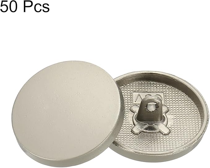 HARFINGTON 50pcs 32L Metal Round Flat Sewing Buttons 20mm Alloy Shank Craft Replacement Button for Men Women Suit Woolen Coat Shirt Trousers Sewing Crafts, Grey