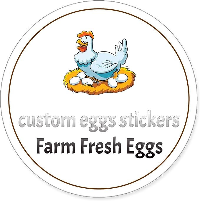 Made in USA Custom Carton Stickers Labels for Chicken, Personalized Chicken Egg Carton Packaging Sticker Label