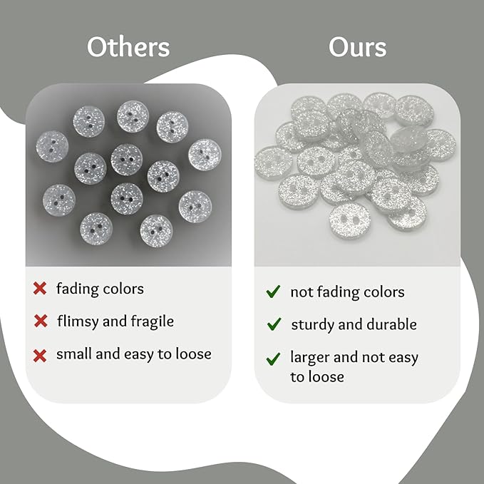 100 Pack Silver Sewing Buttons 0.4 inch 16L Glitter Buttons Round 2 Hole Glossy Plastic 10mm Ideal for Shirt Blouse Skirt School Outfits Aprons Pants Jackets Accessories Bags DIY Crafts