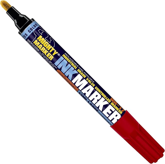 IM-17 Ink Marker, Dual Tip, 13ml Alcohol-Based Permanent Ink, Waterproof Fade & Abrasion Resistant, Valve Action, 6 Bonus Tips, Manufactured in USA, 6 Pack (Red)