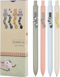 Cat Pens, 4 Pcs 0.5mm Cute Kawaii Black Ink Pens Fine Point Smooth Writing Pen, High-End Series Cat's Tail Retractable Pen for Journaling Note Taking (4 Pcs Cat)