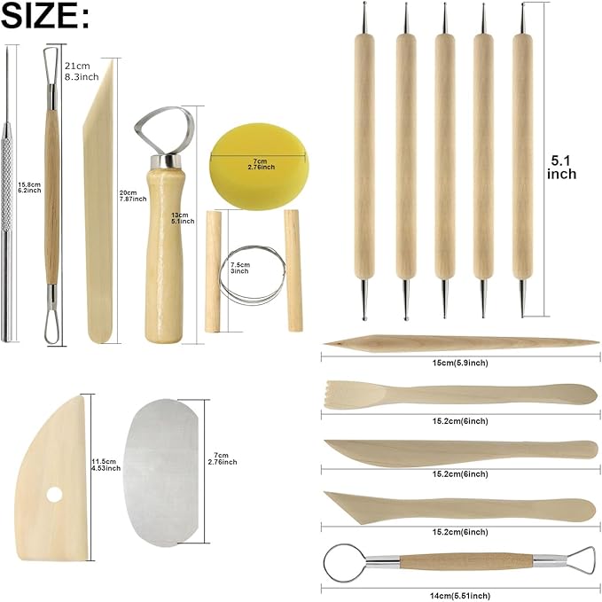 Pottery Sculpting Tools 32PCS Ceramic Clay Carving Tools Set for Crafts Polymer Clay Club,Dotting,Modeling,Shaping Trimming,Hobbyists,Artists