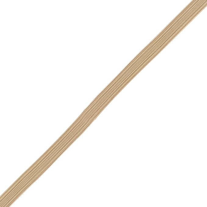 Mandala Crafts 10mm 50 Yds Roll of Tan Elastic Bands for Sewing - 3/8 Flat Elastics Cord - 3 8 Inch Braided Stretch Straps for Crafting