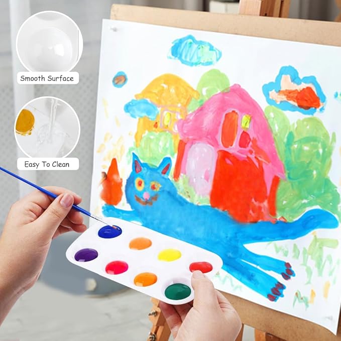 Hulameda 46pcs Paint Tray Palettes for Kids, White Plastic Paint Tray for Painting Party, DIY Craft and Art Painting- Rectangular