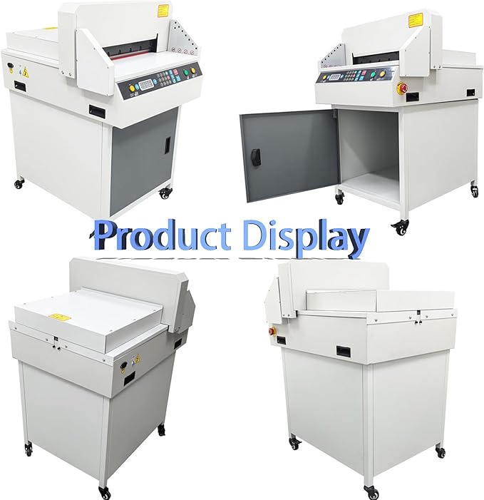 Commercial Electric Paper Cutter Guillotine 45cm Cutting Width NC Control Movable Paper Trimmer with LCD Display Storage Cabinet Two-Hand Safety Operation 110V for Books Pictures Files