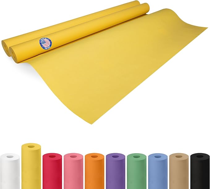 36" x 1200" (100 ft) Yellow Kraft Paper Roll, Pack of 2 - USA-Made Quality Craft Paper for Gift Wrapping, Kids' Arts & Crafts, School Projects - 100% Recycled, 50 lb Natural Material by IDL Packaging