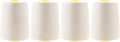 Mandala Crafts 4 Pack of Serger Threads Cones Spools - 20S/2 24000 Yards Polyester Ivory Threads for Sergers Machine and Overlock Quilting Sewing Machine