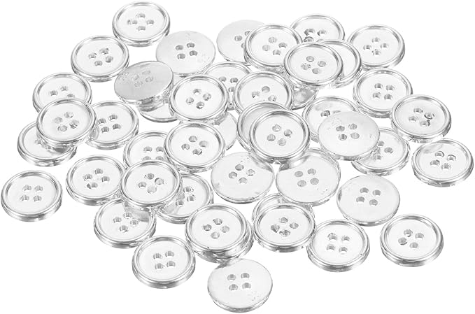 HARFINGTON 50pcs 28L Plastic Sewing Buttons 18mm 11/16" 4-Hole Round Replacement Craft Button for Coats Sewing Clothing and DIY, Silver