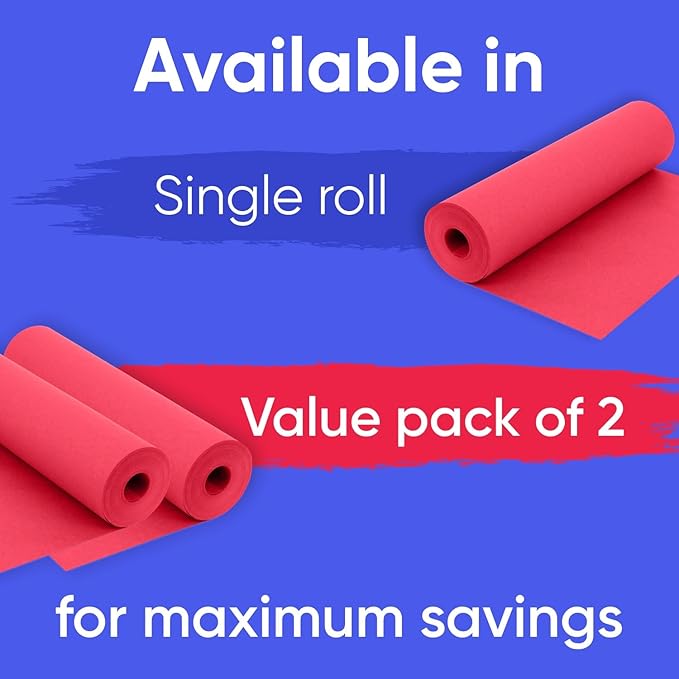 48" x 1200" (100 ft) Red Kraft Paper Roll (Value Pack of 2), 45 lbs Thickness, Made in USA Colored Kraft Paper for School, Bulletin Board - Odorless, Non-Toxic, Safe for Kids
