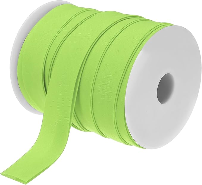 MECCANIXITY 1 Inch Double Fold Bias Tape Polyester Continuous Bulk Bias Tape for Sewing,Seaming Quilting Hemming Binding Crafts (Fluorescent Green 25 Yards)