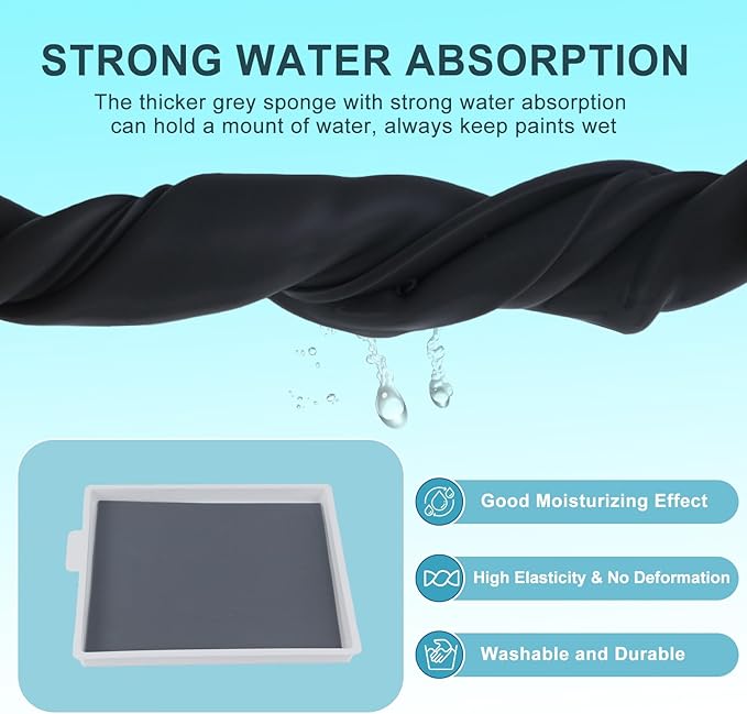 Wet Palette Paper and Sponge Refillment for 8.5in x 7in Wet Pallet Tray, Fit for Masterson sta-Wet Handy Palatte, Include 2 Sponges and 100 Palette Paper