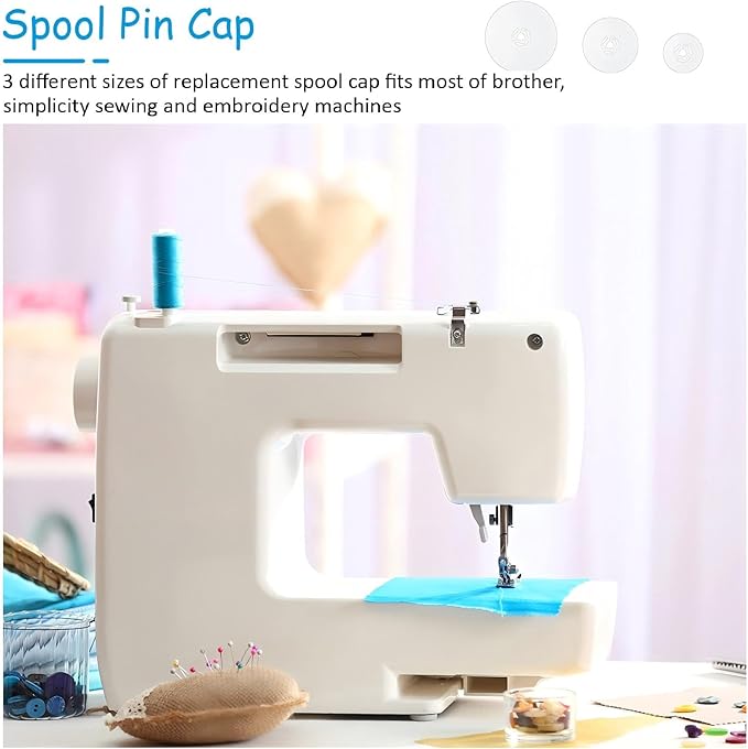 Waydress Spool Cap Sewing Machine Spool Pin Small Medium Large Replacement Cap Compatible with Brother Babylock Sewing and Embroidery Machines 45 35 and 25 mm White(6 Pieces)