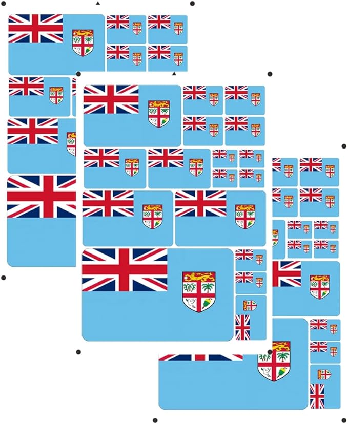 vmcoatdu Fiji Flag Laser Printing Sticker 3 Pcs Decal in Multiple Sizes Stickers (Blue Fiji)